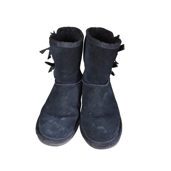 Black koolaburra by Ugg Short Boots GIRLS Size 2 Bow Accents on Side - Picture 5 of 7